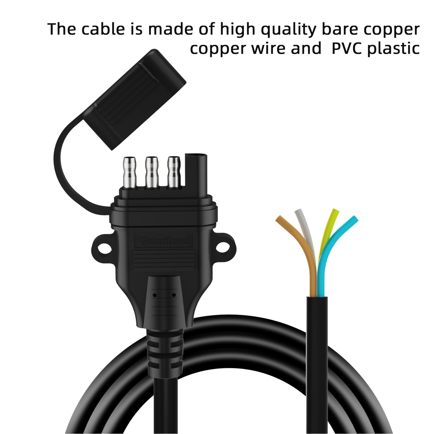 Gubrdfrsod trailer electrical connectors,4-way trailer plug long wire, 4-pin trailer connector wire, 4-core trailer harness extension wire