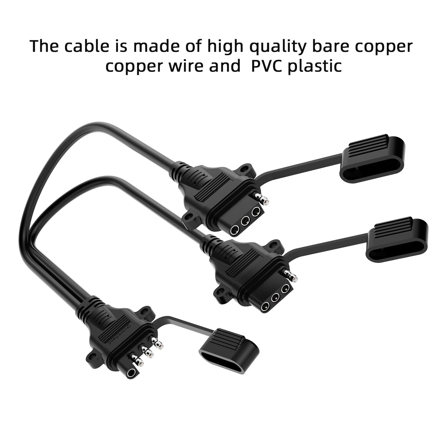 Gubrdfrsod 4 Pin Trailer Y Splitter w/ 2 Mounting Holes with Adapter Extension Harness, Ideal for LED Tailgate Light Bar & Trailer Lights, Trailer Hitch Light Truck Boat, Connect Power Supply